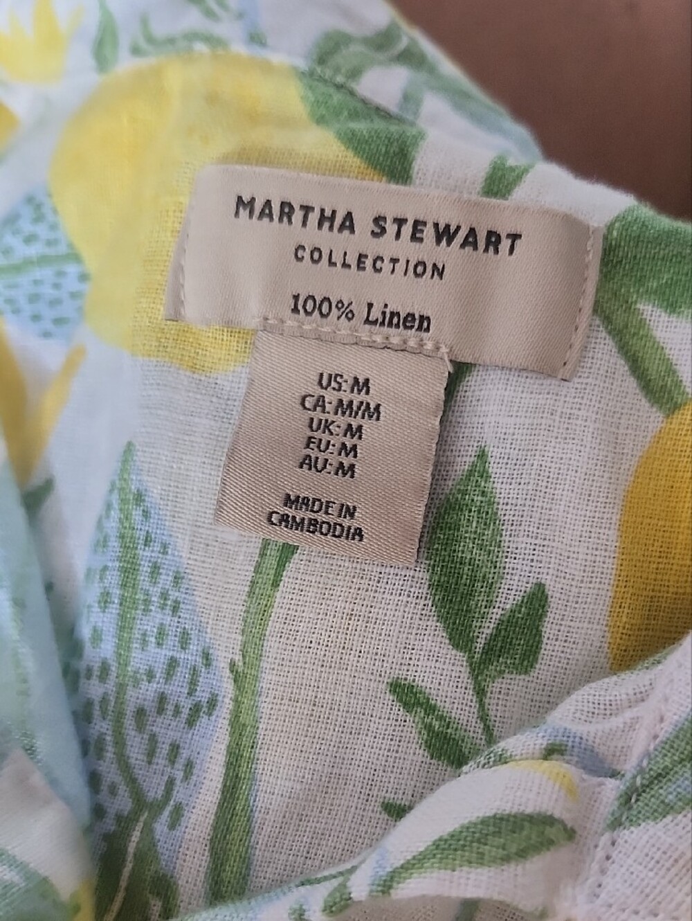 Martha Stewart Lemon Linen Shirt in Yellow & Green - Picture 6 of 6